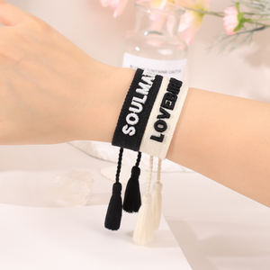 3D Custom Design Letter Name Embroidery Team Party Wedding Woven <strong>Friendship</strong> <strong>Bracelet</strong> <strong>for</strong> Women Girls - Product Image 2