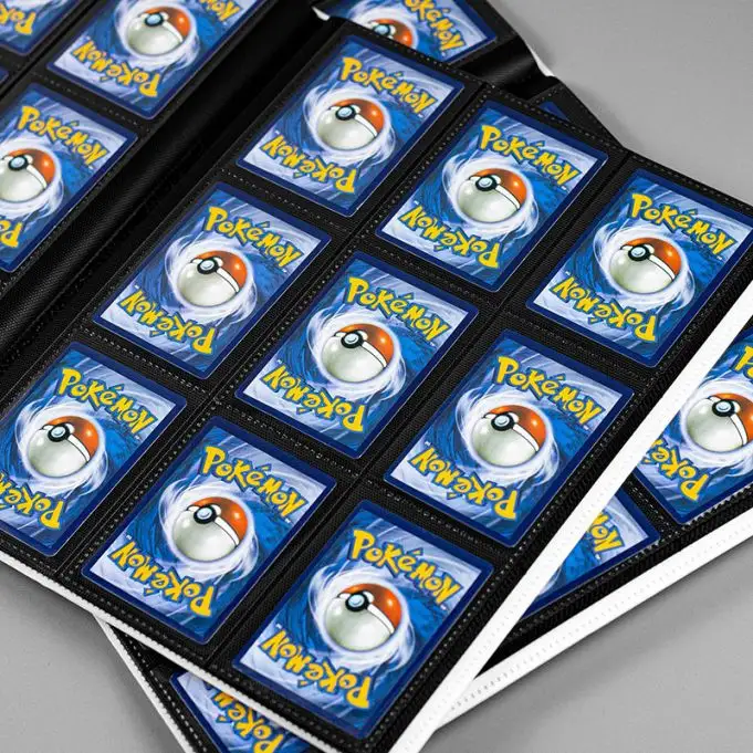 Customs 4 9 12 Poches Cuir Classé Top Loader Trading PU Ring Folder Pokemoned Album Baseball Cartes Classeurs