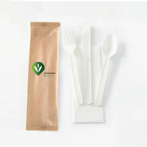 Wholesale Customized Disposable Tableware Package Corn Starch PLA/CPLA Cutlery for Aviation Hotel