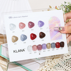 KLANA - Juego de Gel con Purpurina de Diamante en 8 Colores, Venta al por Mayor, Lentejuelas Trituradas de Varios Tamaños, Fórmula Segura de Bajo Olor, Etiqueta Privada Gratuita - Product Image 1