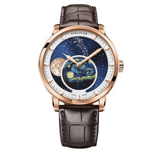 AGELOCER Original Astronomer <b>Watch</b> <b>Men</b> <b>Watch</b> Mechanical Automatic Moon Phase <b>Watches</b> <b>Men</b> Diamond Bezel Leather Strap With Box - Product Image 1