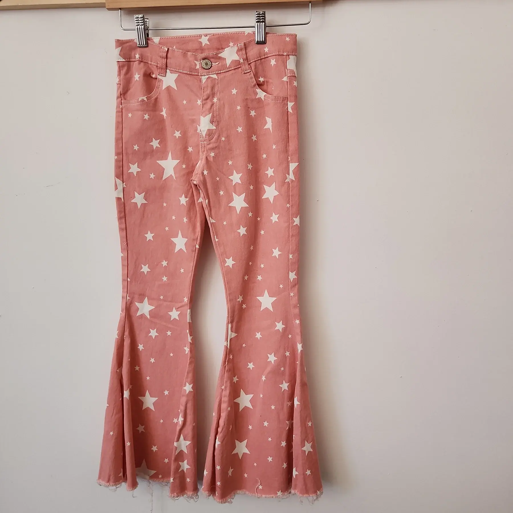 Abbigliamento per bambini 4th of July girls pink star flares jeans pantaloni in denim western bottom abbigliamento boutique per bambini