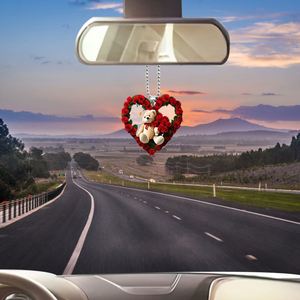Nuevo Diseño de Regalo para el Día de San Valentín, Colgante de Oso con Rosa, Decoración para Coche, Colgante Creativo de Oso del Amor, Llavero Acrílico, Colgante de Rosa Roja - Product Image 3
