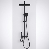 Système de douche cascade et pluie avec colonne, mitigeur de bain, barre coulissante et douchette multifonctionnelle
