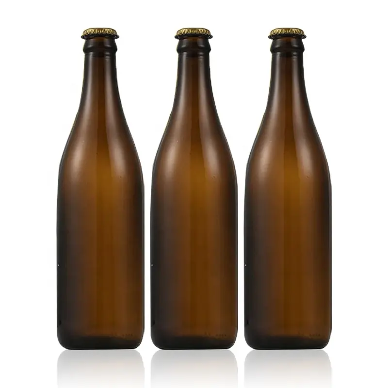 wholesale Belgian amber beer bottle 11oz transparent empty beer glass bottles with caps support labels and logo design