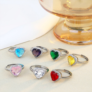 FY moda boda joyería regalo anillos compromiso eternidad nupcial aniversario <span class=keywords><strong>promesa</strong></span> piedra preciosa corazón anillo ajustable - Product Image 4