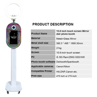 Smart Touch Screen 15.6inch Mirror Photo Booth Instant Print&Online Sharing Selfie DSLR Photo Booth Events Flight Case Packaging