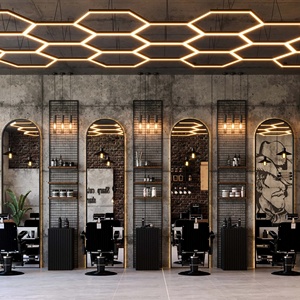 Bespoke Barber Interior Design Service Modern Men Salon Grooming Lounge Renovation and Commercial Retail Store <b>Fitting</b> - Product Image 1