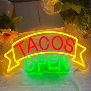 TACOS OPEN Neon <b>Sign</b> USB Powered Dimmable LED Acrylic Neon Signage for Taco Shop Fast Food Bistro Decoration - Product Image 3
