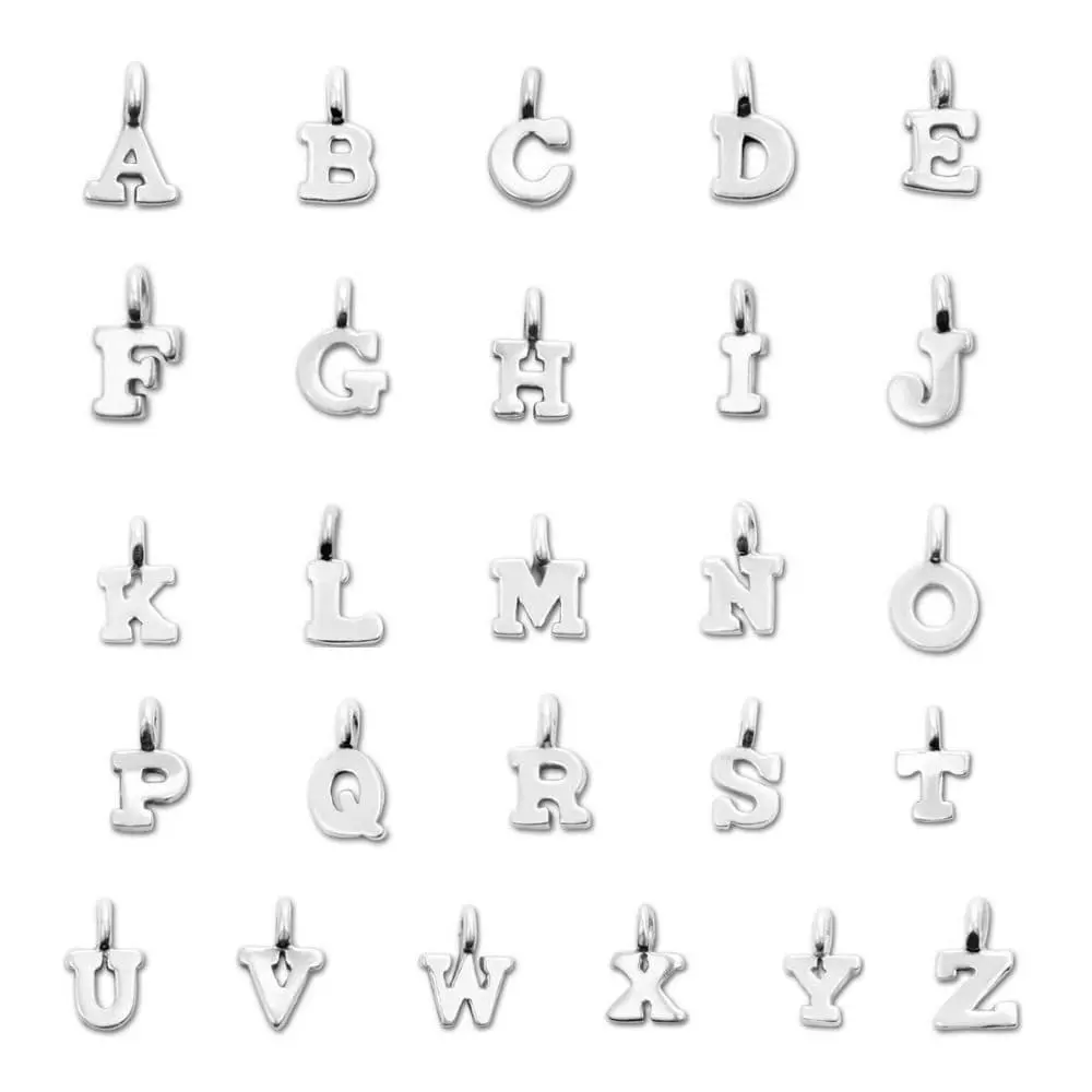 26 letter A-Z alphabet initial charms letter pendant 925 sterling silver letter charm with cz crystals