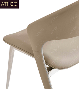 เก้าอี้รับประทานอาหารทำจากโลหะสีเบจหนัง PU เก้าอี้รับประทานอาหารร้านอาหารร้านกาแฟห้องนั่งเล่นดีไซน์ใหม่ - Product Image 4