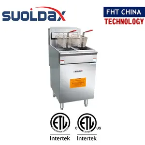 Сертификат ETL, Suoldax FHT, китайская Коммерческая газовая фритюрница на 5 горелок на 35 л, машина для фритюрницы для курицы