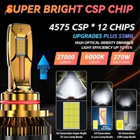 Ampoule de phare LED super lumineuse 9-36V 4575 CSP 50000LM 300W Canbus à quatre tubes en cuivre blanc froid HB3 9005 HB4 9006 H1 H11