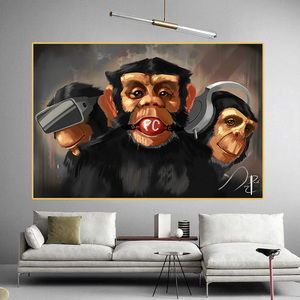 <span class=keywords><strong>Divertenti</strong></span> scimmie dipinti su tela <span class=keywords><strong>divertenti</strong></span> poster di animali Gorilla e stampe moderne <span class=keywords><strong>immagini</strong></span> di arte della parete per la decorazione della casa del soggiorno - Product Image 5