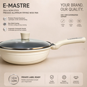 Poêle Wok Antiadhésive en Aluminium Pressé 28 cm, Motif Vague, Personnalisable avec Logo, Idéale pour la Préparation du Petit-Déjeuner à Domicile - Product Image 2