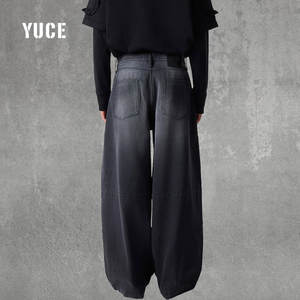 <span class=keywords><strong>Jeans</strong></span> en denim baggy déchirés vintage de haute qualité avec logo personnalisé noir de conception originale pour hommes - Product Image 2