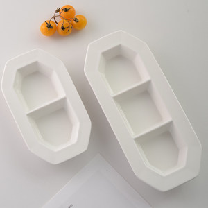 Assiettes en céramique plates de forme de <span class=keywords><strong>pois</strong></span> à trois compartiments de 10 à 14 pouces, vaisselle en porcelaine en gros, plats de service pour restaurant - Product Image 2