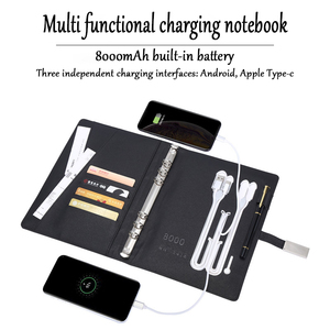 Bloc-notes personnalisé A5 avec batterie externe 8000 mAh et support de <span class=keywords><strong>téléphone</strong></span>, couverture rigide en cuir PU, cadeau, fournitures de bureau pour la promotion de l'entreprise - Product Image 4