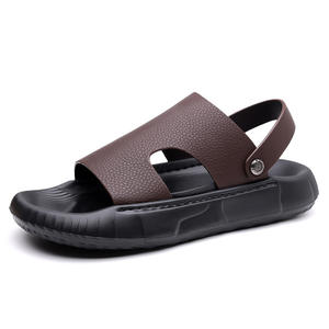 Sandales d'été pour hommes en cuir véritable, respirantes, antidérapantes, à semelle souple, décontractées, à bout ouvert, légères, au-dessus du genou, pour la plage - Product Image 1