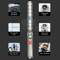 Pompe submersible pour puits profond de 6 pouces, 6SP 50HZ, haut débit, tête haute, en acier inoxydable 304, pour l'extraction d'eau