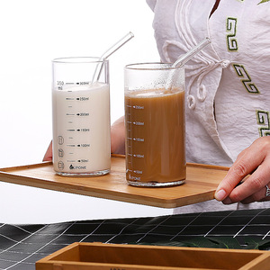 Taza Medidora de Vidrio de 350 ml con Pajita, Apta para Microondas, Taza para Leche de Desayuno - Product Image 3