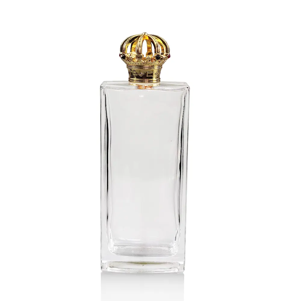 Bouteille de parfum de style arabe antique de luxe avec capuchon de couronne en alliage de zinc doré brillant