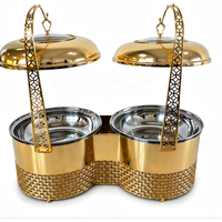 Chauffe-Plat de Luxe QY Doré 16L Grande Capacité en Acier Inoxydable avec Couvercle en Verre pour Buffet, Hôtels, Banquets et Mariages