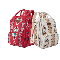 Sac de Style Ethnique pour Maman Sac 20-35L Étanche PU Poignée Souple De Poche Multifonctionnel Bébé Poussette Sac 15 pouces