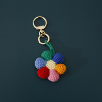 Porte-clés fleur arc-en-ciel au Crochet coloré fait à la main porte-clés floral pour la décoration de sac jouets en peluche porte-clés
