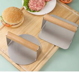 Gadgets de cocina Bacon Patty Burger Press Smasher Acero inoxidable <span class=keywords><strong>Hamburger</strong></span> Presse Burgers Smash con mango de madera - Product Image 3