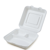 Boîtes à déjeuner à bento et bagasse jetables à 3 compartiments, 7 pouces, 20 paquets