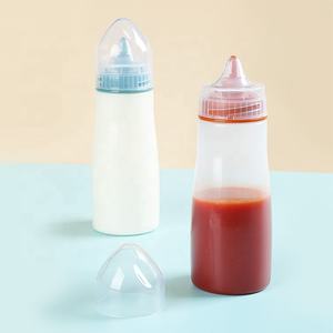 Accessoires de <span class=keywords><strong>cuisine</strong></span> pot d'assaisonnement en plastique de 450ml 15OZ avec couvercle distributeur d'huile de crème bouteilles de Sauce à presser - Product Image 1