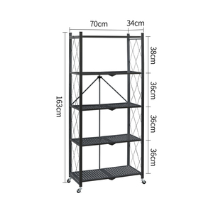 Folding Metal Storage <strong>Shelves</strong> <strong>Unit</strong> 5-Tier Foldable Freestanding Organizer Rack <strong>for</strong> Garage <strong>Kitchen</strong> Office No-Assembly - Product Image 5