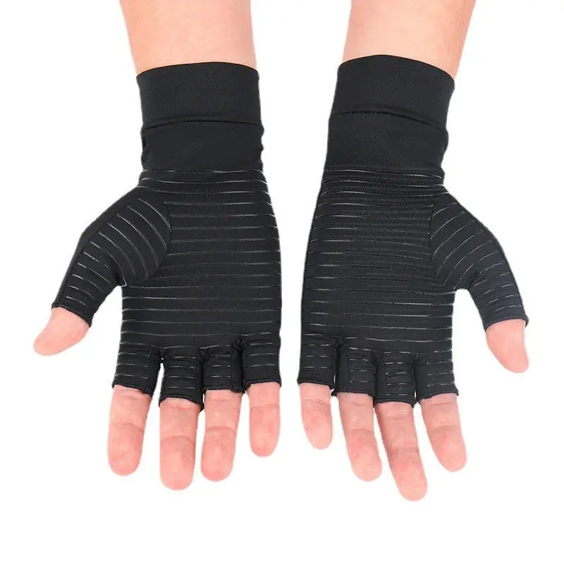 Gants de compression personnalisés en cuivre pour l'arthrite avec récupération complète des doigts pour le sport et le travail