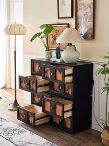 Gabinete Carmen de Estilo Moderno de Mediados de Siglo, Gabinete de Almacenamiento Lateral de Madera Sólida para Muebles del Hogar, Estilo Retro - Product Image 3