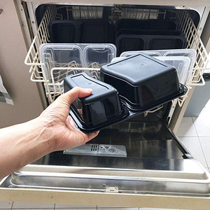 Contenedores de <span class=keywords><strong>comida</strong></span> desechables de plástico de 2 compartimentos <span class=keywords><strong>para</strong></span> <span class=keywords><strong>llevar</strong></span> de venta superior de Amazon 2019 con tapas - Product Image 2