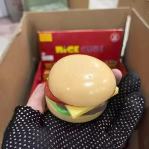 Joli jouet sensoriel anti-stress en forme de cube de burger rouge, mini, super solide, à remontée lente, pour enfants et adultes, idéal comme cadeau - Product Image 5