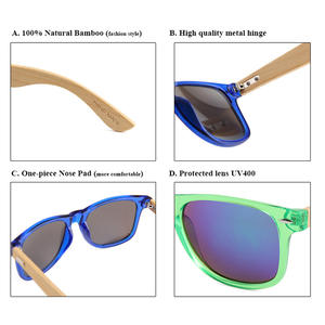 Lunettes de soleil classiques transfrontalières à monture ovale en bois de bambou, protection UV400, unisexe, verres PC, protection solaire, style voyage - Product Image 3