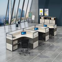Base de carte d'écran de bureau de luxe poste de travail d'ordinateur moderne poste de travail de bureau 4/6 personnes bureau incurvé en bois massif