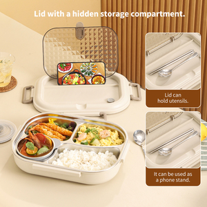 Bento trưa <span class=keywords><strong>Box</strong></span> Hot cách điện thép không gỉ <span class=keywords><strong>container</strong></span> thực phẩm ăn trưa di động hộp - Product Image 5