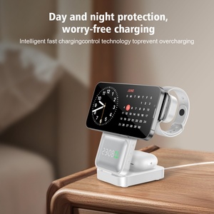 <span class=keywords><strong>Cargador</strong></span> Inalámbrico Magnético Rápido 3 en 1 Plegable y Portátil de 15W, Tipo-C, Soporte <span class=keywords><strong>para</strong></span> Teléfono, Carga <span class=keywords><strong>para</strong></span> Reloj, Auriculares TWS, Pantalla LED - Product Image 1