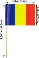 Expédition rapide et prix plus bas : Nouveaux pics à dents décoratifs avec drapeau de la Roumanie, petits mini bâtonnets pour cupcakes