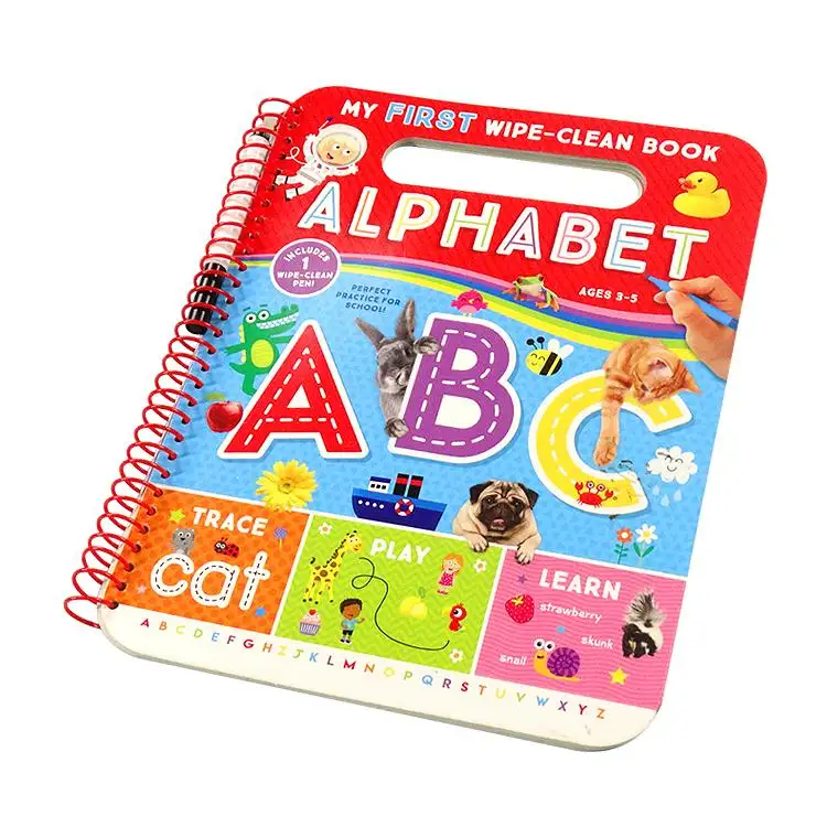 Fashion Design English Letter Learning Books A4 Children Alphabet Book Learning Wipe-clean Book