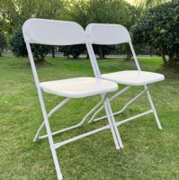 10 chaises pliantes blanches empilables avec structure métallique et sièges en plastique pour mariages, événements extérieurs, écoles, parcs, cuisines, villas