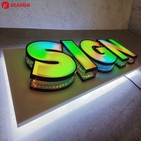 Panneaux publicitaires lumineux LED RGB programmables personnalisés, suspendus, décoratifs, pour intérieur, lettres lumineuses, signalétique publicitaire pour entreprises, en acier inoxydable