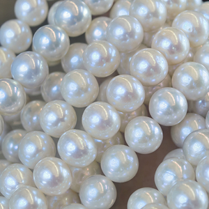 שרשרת פניני אדיסון סיטונאית 10-13 מ\"מ, פניני מים מתוקים אמיתיות גדולות, לבנות, בעלות ברק חזק, שרשרת פנינים עגולות, מתנה לאמא - Product Image 3