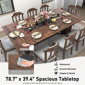 Mesa de Comedor Rectangular Moderna SENYU de Madera con Patas Metálicas para 6-8 Personas, Muebles para el Hogar, Diseño Estable - Product Image 4