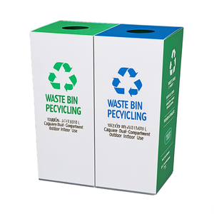 Cestino per la Raccolta Differenziata Verde 65 L Quadrato a Doppio Scomparto per Uso Esterno e Interno - Product Image 1