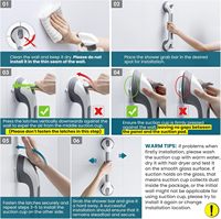 Poignées de support, barres d'appui avec ventouse forte, main courante de sécurité de douche pour salle de bain
