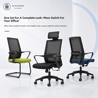 Chaise de bureau ergonomique moderne en maille, pivotante et réglable avec protection lombaire pour le travail sur ordinateur et les conférences